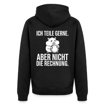 Ich teile gerne. Aber nicht die Rechnung - Unisex Premium Bio Zip Hoodie - Schwarz - Hinten - Nico (187cm)