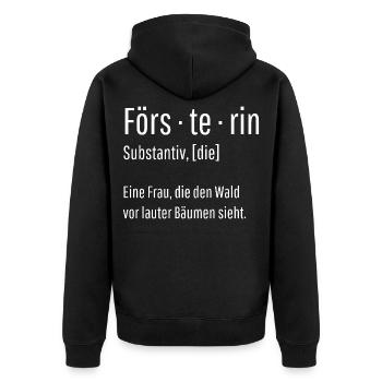 Försterin Substantiv Definition Wald Geschenk - Unisex Premium Bio Zip Hoodie - Schwarz - Hinten - Nico (187cm)