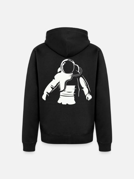 Astronaut Silhouette Minimalstil - Unisex Premium Bio Zip Hoodie - Schwarz