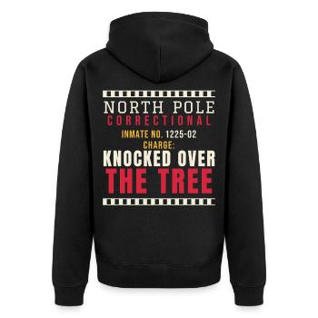 North Pole Correctional - Knocked Over The Tree - Unisex Premium Bio Zip Hoodie - Schwarz - Hinten - Nico (187cm)