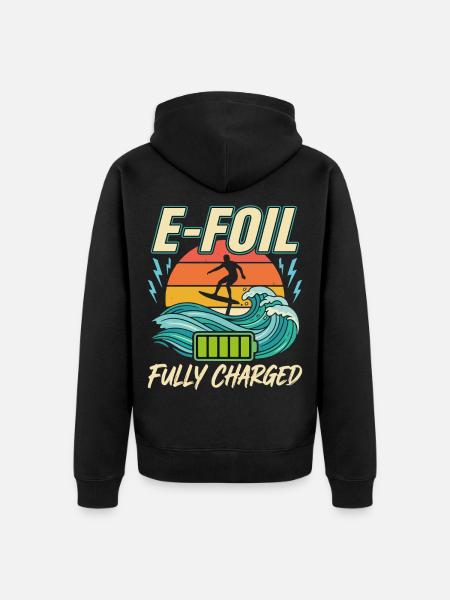 E-Foil Vollgeladen am Strand - Unisex Premium Bio Zip Hoodie - Schwarz