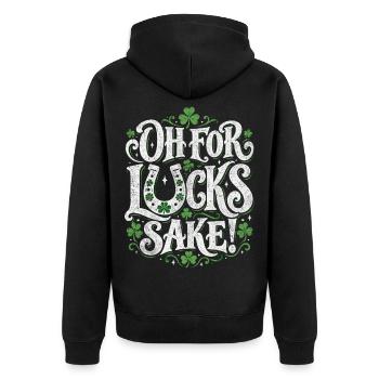 Oh For Luck's Sake Shamrock-Design - Unisex Premium Bio Zip Hoodie - Schwarz - Hinten - Nico (187cm)
