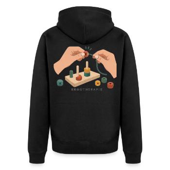 Ergotherapie Feinmotorik - Unisex Premium Bio Zip Hoodie - Schwarz - Hinten - Nico (187cm)