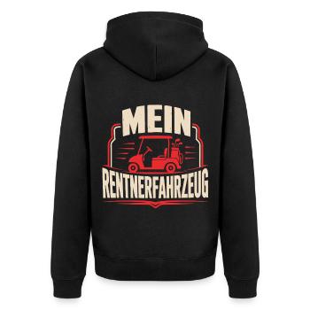 Mein Rentnerfahrzeug Golf Caddy - Unisex Premium Bio Zip Hoodie - Schwarz - Hinten - Nico (187cm)
