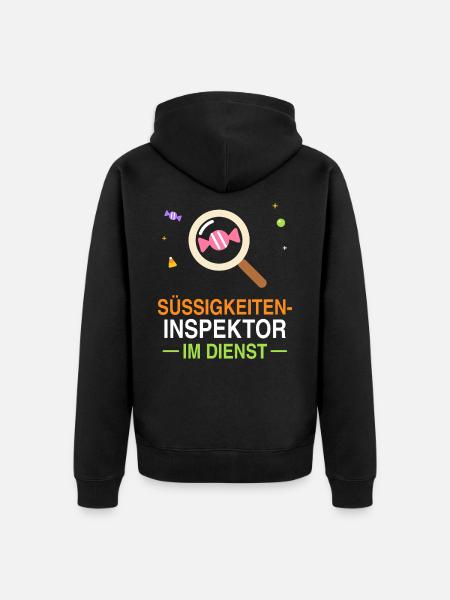 Süßigkeiten-Inspektor im Dienst – Halloween - Unisex Premium Bio Zip Hoodie - Schwarz
