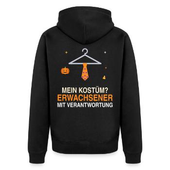 Mein Kostüm? Erwachsener – Halloween Shirt - Unisex Premium Bio Zip Hoodie - Schwarz - Hinten - Nico (187cm)
