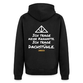 Dachstühle statt Krawatte - Unisex Premium Bio Zip Hoodie - Schwarz - Hinten - Nico (187cm)