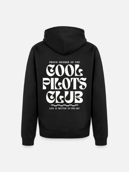 Cool Pilots Club Luftfahrt Design - Unisex Premium Bio Zip Hoodie - Schwarz