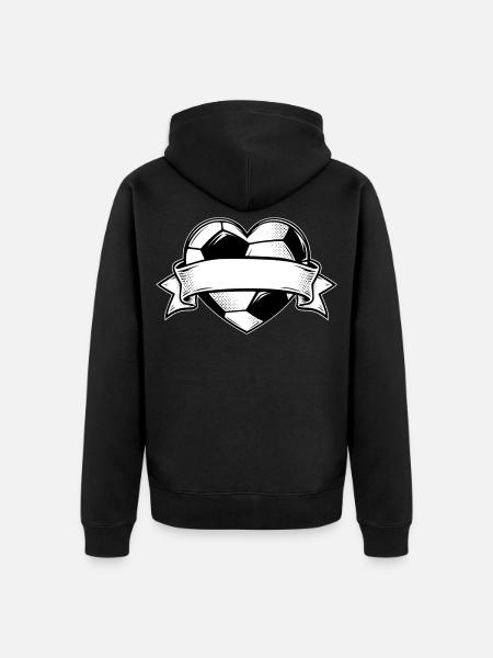 Fußballherz mit Banner - Unisex Premium Bio Zip Hoodie - Schwarz