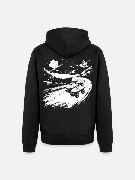 Rollschuhlaufen Skizze - Unisex Premium Bio Zip Hoodie - Schwarz