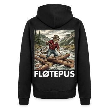 Sahnetorte - Unisex Premium Bio Zip Hoodie - Schwarz - Hinten - Nico (187cm)