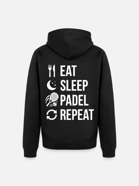 Eat Sleep Padel Repeat - Unisex Premium Bio Zip Hoodie - Schwarz