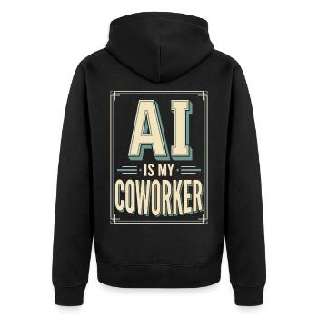 AI Is My Coworker Spruch Büro IT Design - Unisex Premium Bio Zip Hoodie - Schwarz - Hinten - Nico (187cm)