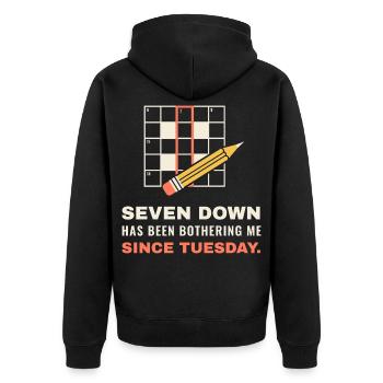 Seit Dienstag sieben Downs - Unisex Premium Bio Zip Hoodie - Schwarz - Hinten - Nico (187cm)