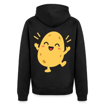 Sunny Potato Cheer - Unisex Premium Bio Zip Hoodie - Schwarz - Hinten - Nico (187cm)