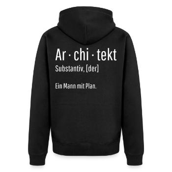 Architekt Substantiv Definition Geschenk - Unisex Premium Bio Zip Hoodie - Schwarz - Hinten - Nico (187cm)