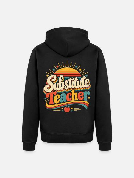 Retro Substitute Lehrer - Unisex Premium Bio Zip Hoodie - Schwarz