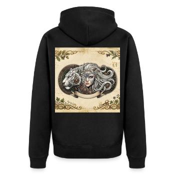 Fantasiefrau mit weißem Tiger - Unisex Premium Bio Zip Hoodie - Schwarz - Hinten - Nico (187cm)