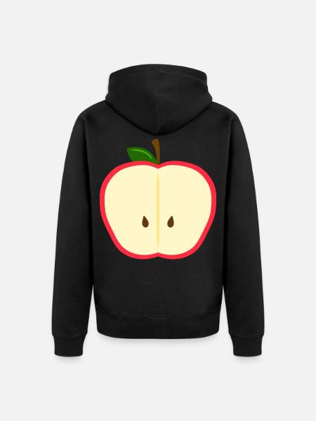 Halb-Apfel-Scheibe Cartoon - Unisex Premium Bio Zip Hoodie - Schwarz