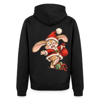 Tollpatschiges Kaninchen Winter-Paket-Missfall-Kaninchen - Unisex Premium Bio Zip Hoodie - Schwarz - Hinten - Nico (187cm)