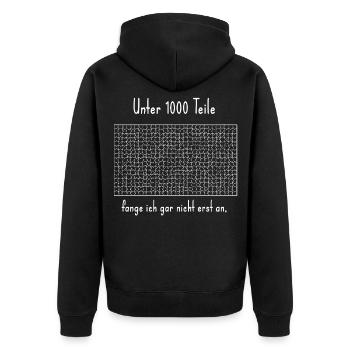1000 Puzzle-Profi puzzlen Hobby lustiger Spruch - Unisex Premium Bio Zip Hoodie - Schwarz - Hinten - Nico (187cm)