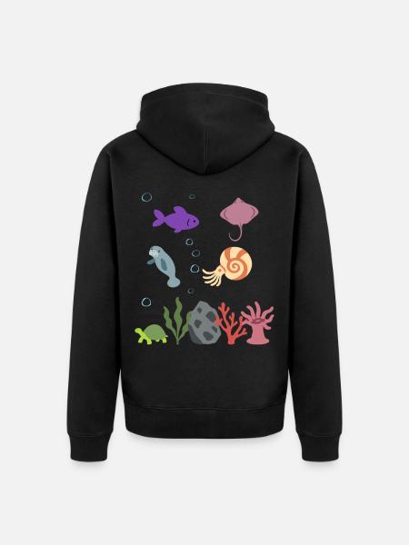 Fisch Unterwasser Kinder Rochen - Unisex Premium Bio Zip Hoodie - Schwarz