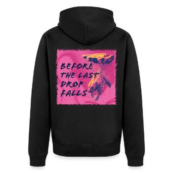 Before the last drop falls - Unisex Premium Bio Zip Hoodie - Schwarz - Hinten - Nico (187cm)