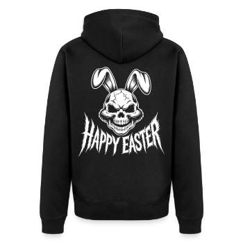 Oster Schädel Hase Gothic - Unisex Premium Bio Zip Hoodie - Schwarz - Hinten - Nico (187cm)