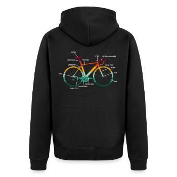Fahrrad Teile Anatomie im Retro-Design - Unisex Premium Bio Zip Hoodie - Schwarz - Hinten - Nico (187cm)