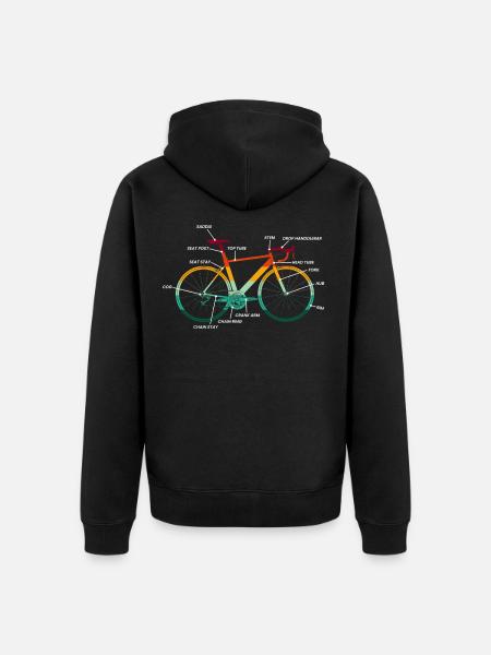 Fahrrad Teile Anatomie im Retro-Design - Unisex Premium Bio Zip Hoodie - Schwarz
