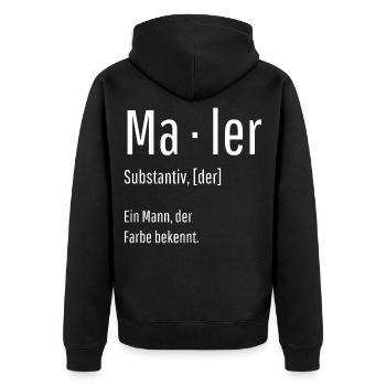 Maler Substantiv Definition Handwerk Geschenk - Unisex Premium Bio Zip Hoodie - Schwarz - Hinten - Nico (187cm)