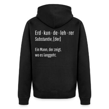 Erdkundelehrer Substantiv Definition Geschenk - Unisex Premium Bio Zip Hoodie - Schwarz - Hinten - Nico (187cm)