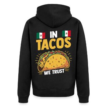 Mexican Mexico Tacos - Unisex Premium Bio Zip Hoodie - Schwarz - Hinten - Nico (187cm)