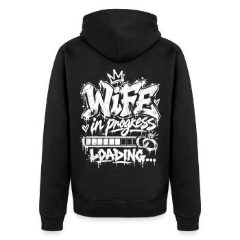 Urban Graffiti Crown Knowledge - Unisex Premium Bio Zip Hoodie - Schwarz - Hinten - Nico (187cm)