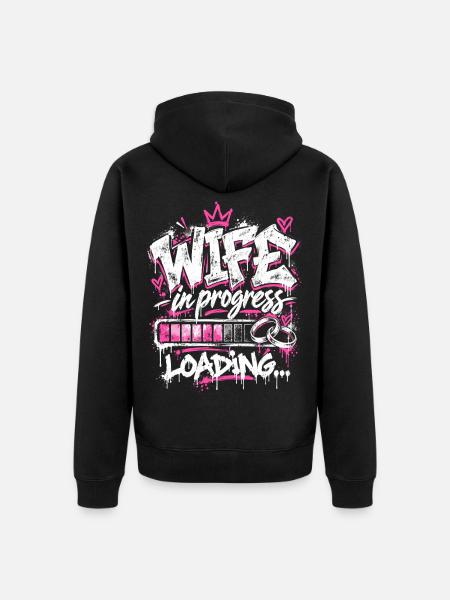 Wife of Progress Loading - Unisex Premium Bio Zip Hoodie - Schwarz