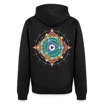 Kreisförmiger 16-Step-Sequenzer, vier Rhythmen - Unisex Premium Bio Zip Hoodie - Schwarz - Hinten - Nico (187cm)