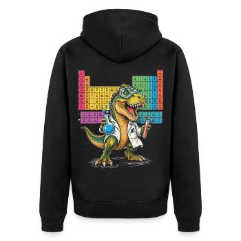 Dino Wissenschaftler Regenbogenlab - Unisex Premium Bio Zip Hoodie - Schwarz - Hinten - Nico (187cm)