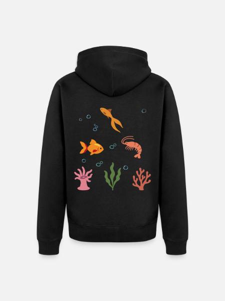 Goldfisch Unterwasser Kinder Fisch Garnele - Unisex Premium Bio Zip Hoodie - Schwarz
