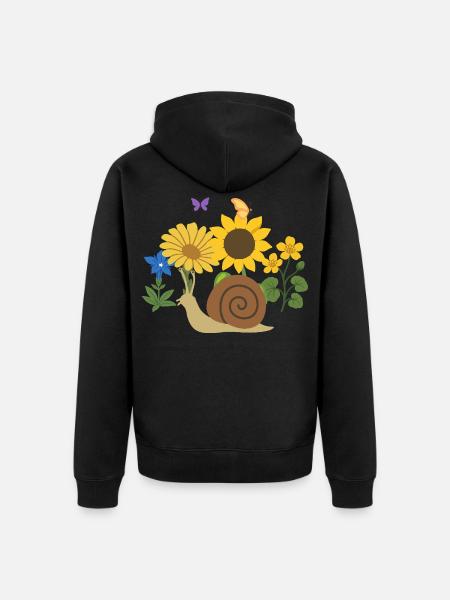 Schnecke Blumen Kinder Geschenkidee Design - Unisex Premium Bio Zip Hoodie - Schwarz