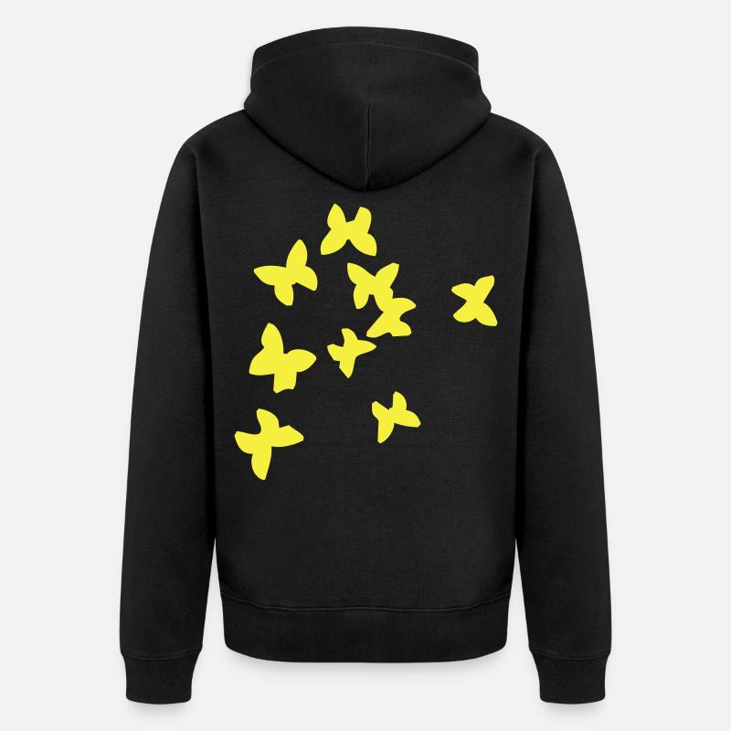 Oiseaux d'été jaune - Veste à capuche bio Premium Unisexe - noir