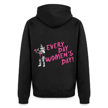 CHAQUE JOUR JOURNÉE DE LA FEMME – Journée internationale de la femme - Veste à capuche bio Premium Unisexe - noir - Dos - Nico (187cm)