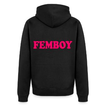 Femboy - Unisex Premium Bio Zip Hoodie - Schwarz - Hinten - Nico (187cm)