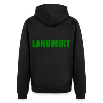 Landwirt - Unisex Premium Bio Zip Hoodie - Schwarz - Hinten - Nico (187cm)