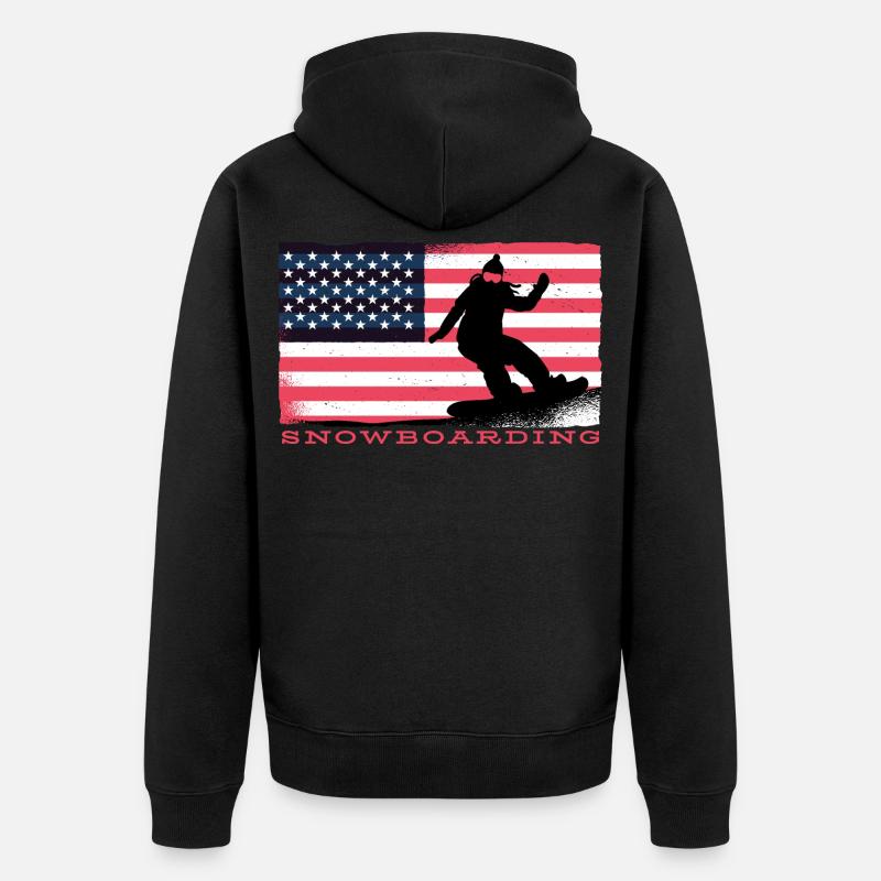 Snowboard Snowboard Snowboard Snowboard Vacances - Veste à capuche bio Premium Unisexe - noir
