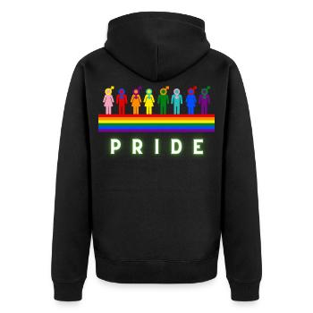 Pride Regenbogen LGBTQ Vielfalt Design - Unisex Premium Bio Zip Hoodie - Schwarz - Hinten - Nico (187cm)
