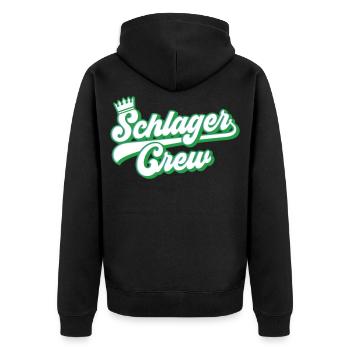 Schlager Crew | Farben änderbar - Unisex Premium Bio Zip Hoodie - Schwarz - Hinten - Nico (187cm)