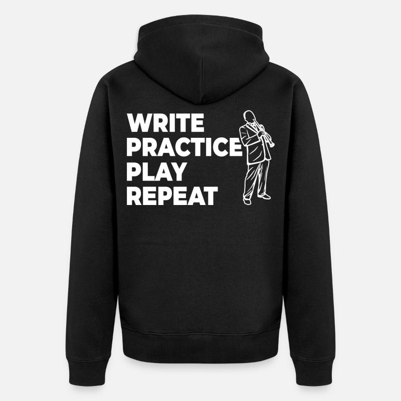 Writing, practicing, playing, repeating - Unisex Premium Organic Zip Hoodie - black