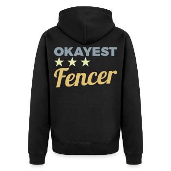 Durchschnittlicher Fechter - Unisex Premium Bio Zip Hoodie - Schwarz - Hinten - Nico (187cm)
