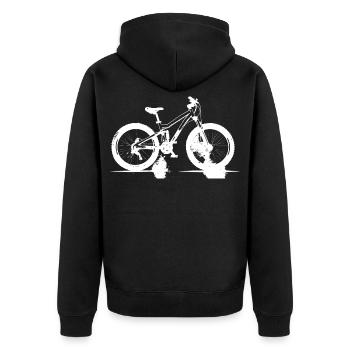 Mountainbike Radfahrer - Unisex Premium Bio Zip Hoodie - Schwarz - Hinten - Nico (187cm)