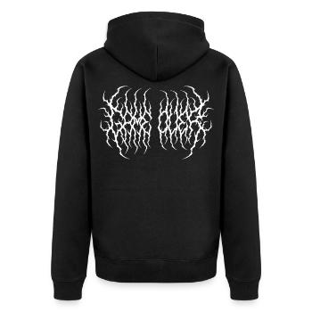 Game Over – T-Shirt im Death Metal Stil - Unisex Premium Bio Zip Hoodie - Schwarz - Hinten - Nico (187cm)